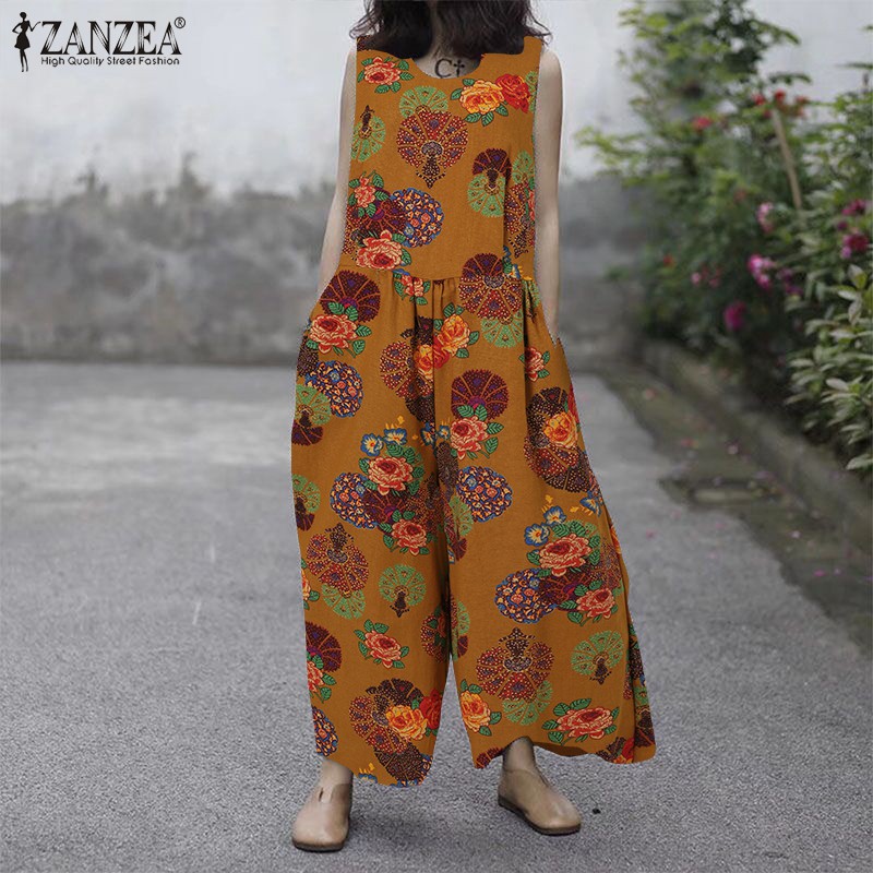 Áo Liền Quần ZANZEA Không Tay Hợp Thời Trang Dành Cho Nữ