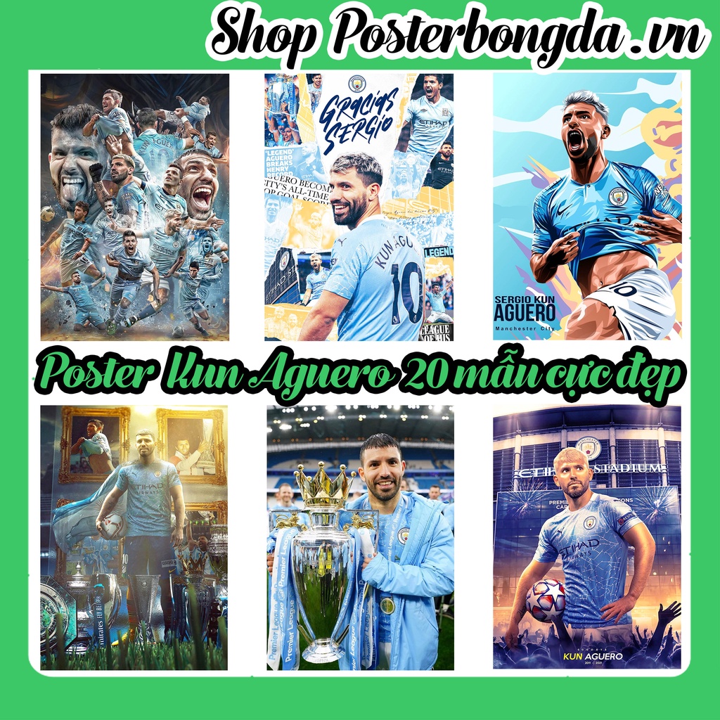 Poster Kun Aguero, Ảnh Dán Tường Kun Aguero Cực Đẹp, Poster Bóng Đá Có In Theo Yêu Cầu