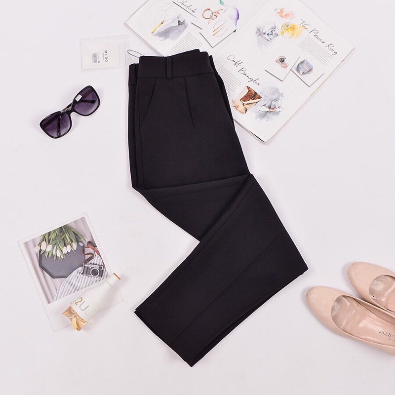 Quần baggy nữ  cạp cao công sở  vải trượt Thái hàng vnxk mã BSK