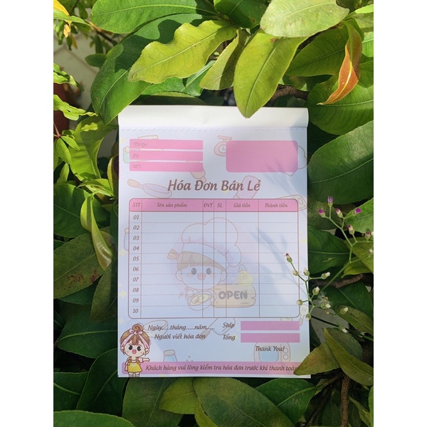 HOÁ ĐƠN BÁN LẺ ĐẶT IN THEO YÊU CẦU-Size 10x14.5cm-Giấy ĐL70-Combo 5 cuốn