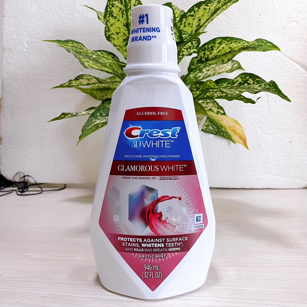 [Siêu Sale] Nước súc miệng Crest 3D White Glamorous White 946ml Mỹ - sở hữu ngay hơi thở thơm mát &amp; nụ cười tỏa sáng