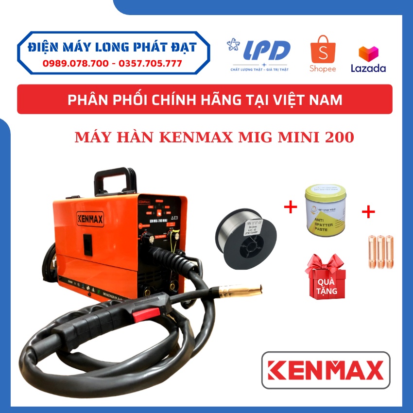 Máy hàn Kenmax MIG Mini 200 3 chức năng hàn mig không dùng khí hàn mig dùng khí hàn que bảo hành chính hãng KMMIG200