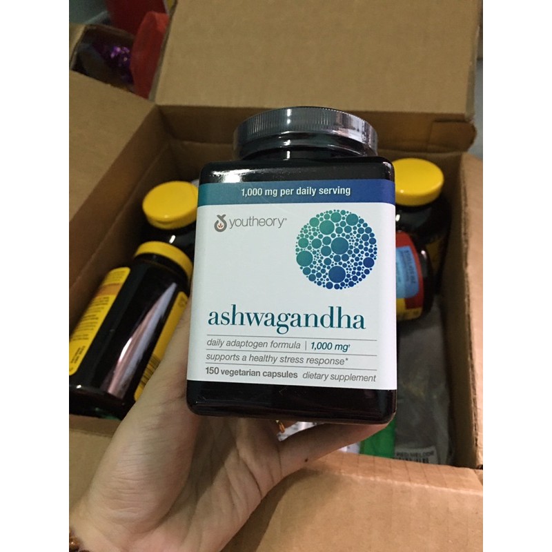 [Bill Mỹ ]Viên uống nhân sâm Ấn Độ Youtheory Ashwagandha 1000mg 150 viên | Thế Giới Skin Care