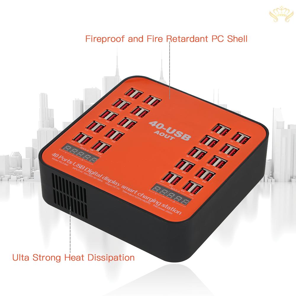 Đế Sạc Điện Thoại Thông Minh Hai Cổng USB 200W 40 Cổng Với Phích Cắm Kép Thay Thế Cho iPhone 7S/6S/5S/4S iPad PDA SamsungP1000