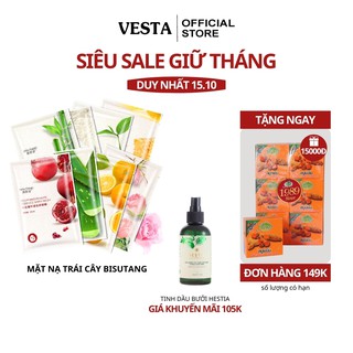 Mặt nạ giấy trái cây dưỡng da rainbow Bisutang mask cấp ẩm trắng da
