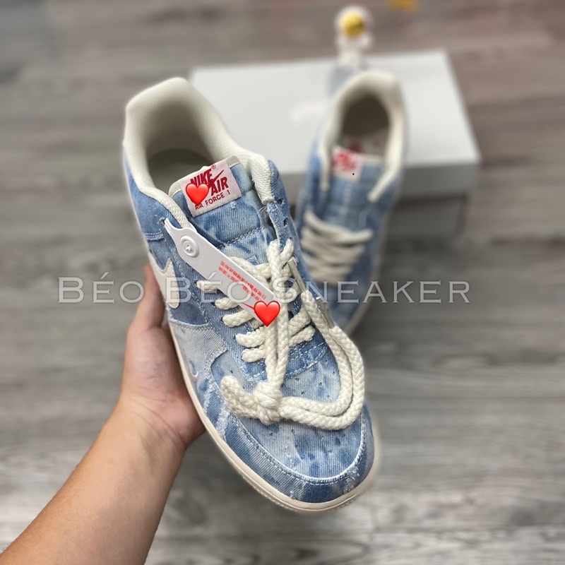 Giày Thể Thao Air Force 1 AF1 "Denim Tiedye" AF1 Dây Thừng Bản Vải Bò chuẩn Siu cấp -