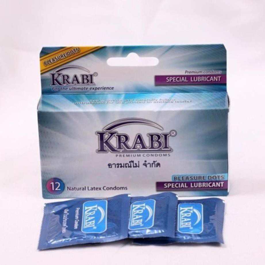 [CHE TÊN SP] [ TRƠN HƠN - NHIỀU GAI HƠN] Bao cao su Krabi có gai | Pleasure Dots Krabi Premium Condoms