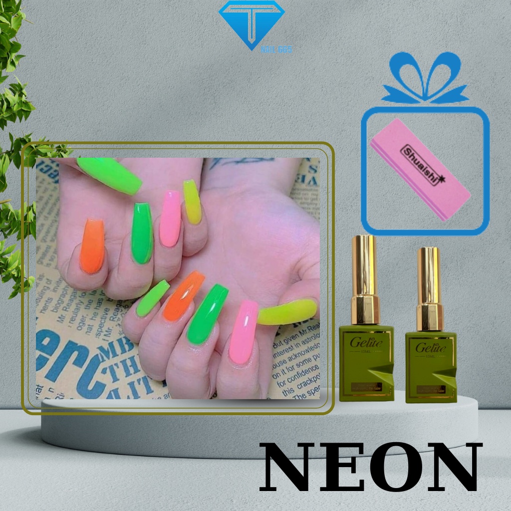Sơn gel Neon sét 12 màu cao cấp , Sét sơn móng tay nail tặng kèm bảng màu