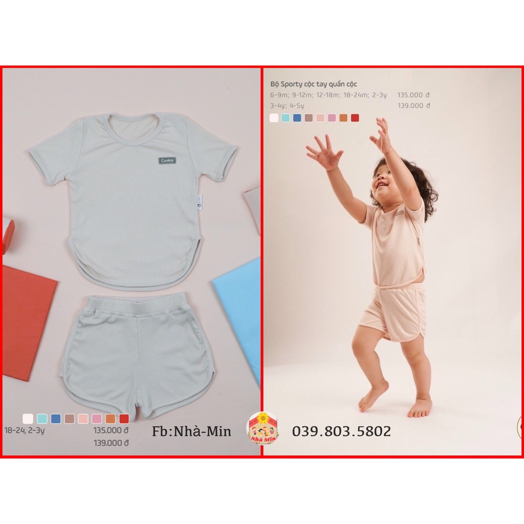 Bộ sporty cộc tay Cookie chất liệu: Air-cool Knitwear điều hòa nhiệt 4 mùa-HÀNG SALE | BigBuy360 - bigbuy360.vn