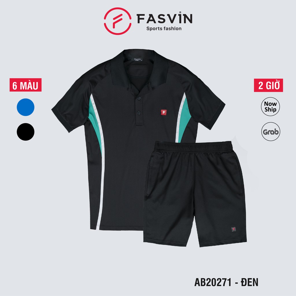 Bộ thun thể thao nam Fasvin AB20271.HN cổ bẻ vải thể thao mềm nhẹ co giãn thoải mái khi vận động | BigBuy360 - bigbuy360.vn