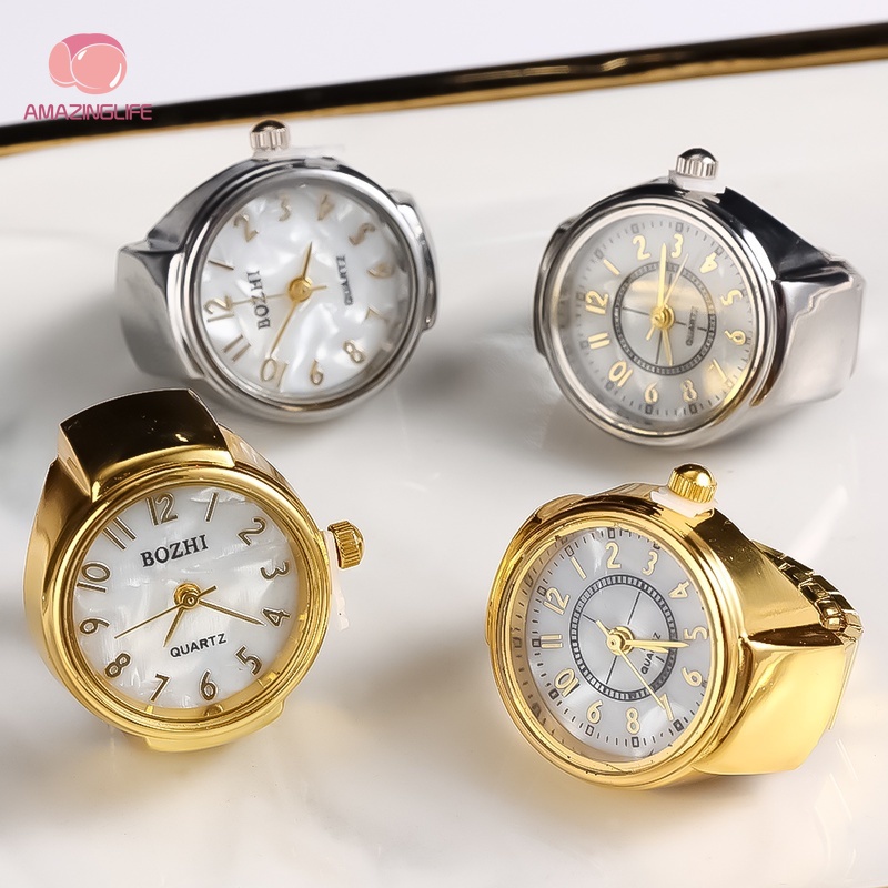 Nhẫn Đồng Hồ Bằng Thép Màu Bạc Sang Trọng Phong Cách Gothic Cổ Điển Cho Cặp Đôi