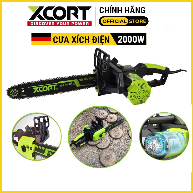 Máy cưa xích-Máy cưa xích điện 2000W XCORT Máy cực khỏe tốc độ cao