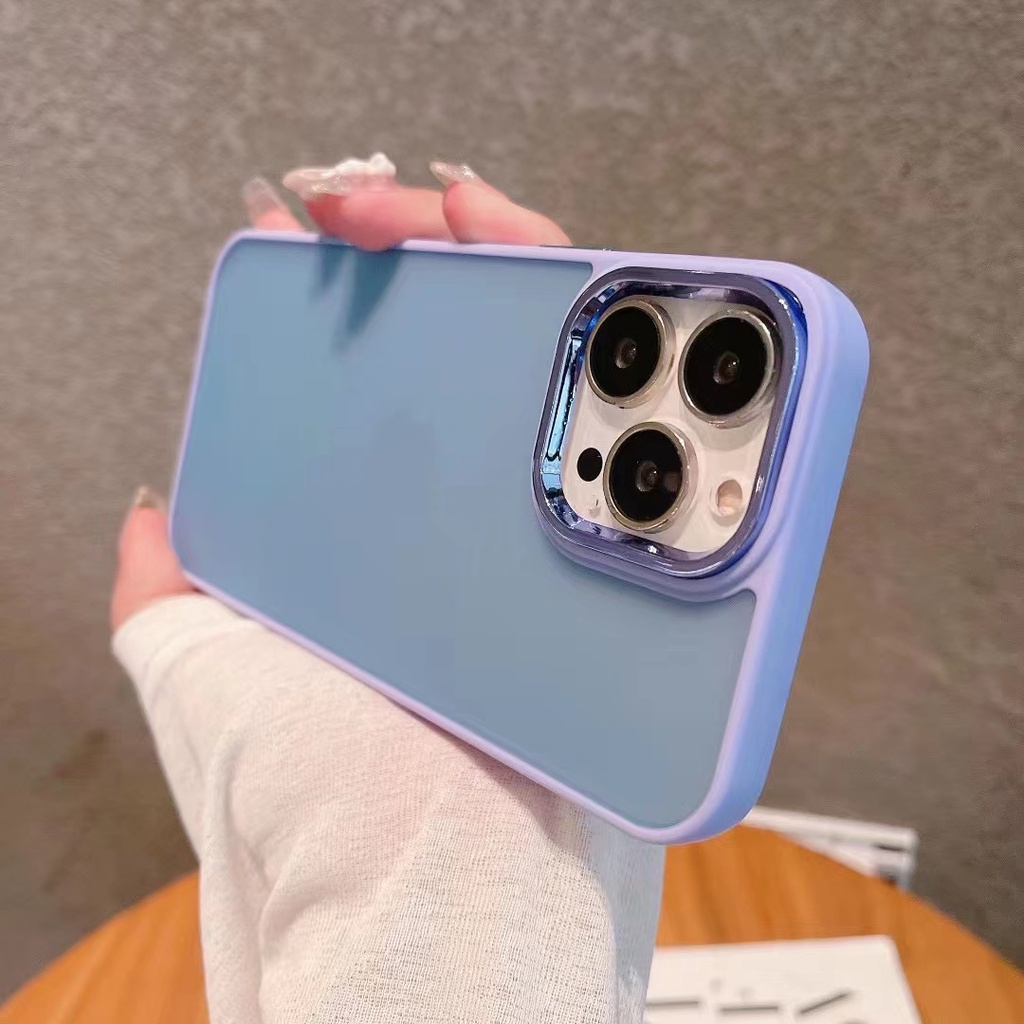 Ốp Điện Thoại Mạ Điện Chống Sốc Có Nút Kim Loại Cho iPhone 7 / 8 PLUS XS XR XSMAX 11 12 13 promax