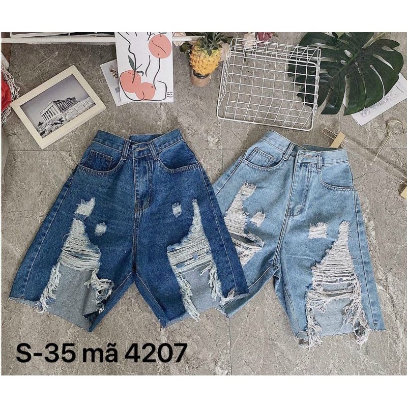 Quần short ngố jean nữ rách.#4204-Hàng VNXK-KingJean