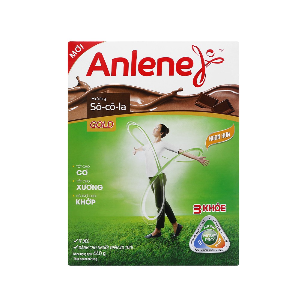 Sữa bột Anlene Gold Movepro socola hộp 440g (trên 40 tuổi)