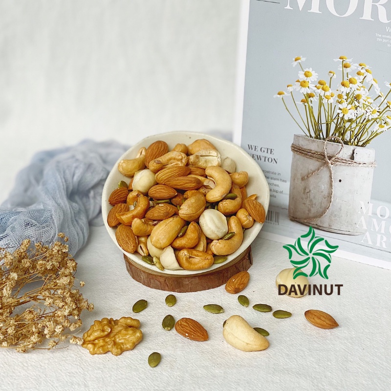 Hạt mix dinh dưỡng Davinut cho bà bầu 5 loại, ngũ cốc hỗn hợp các loại hạt sấy khô nhập khẩu cho bé, mixed nuts giảm cân