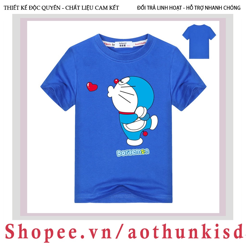 Áo thun cotton ngắn tay hình Doraemon thời trang mùa hè cho trẻ em limited