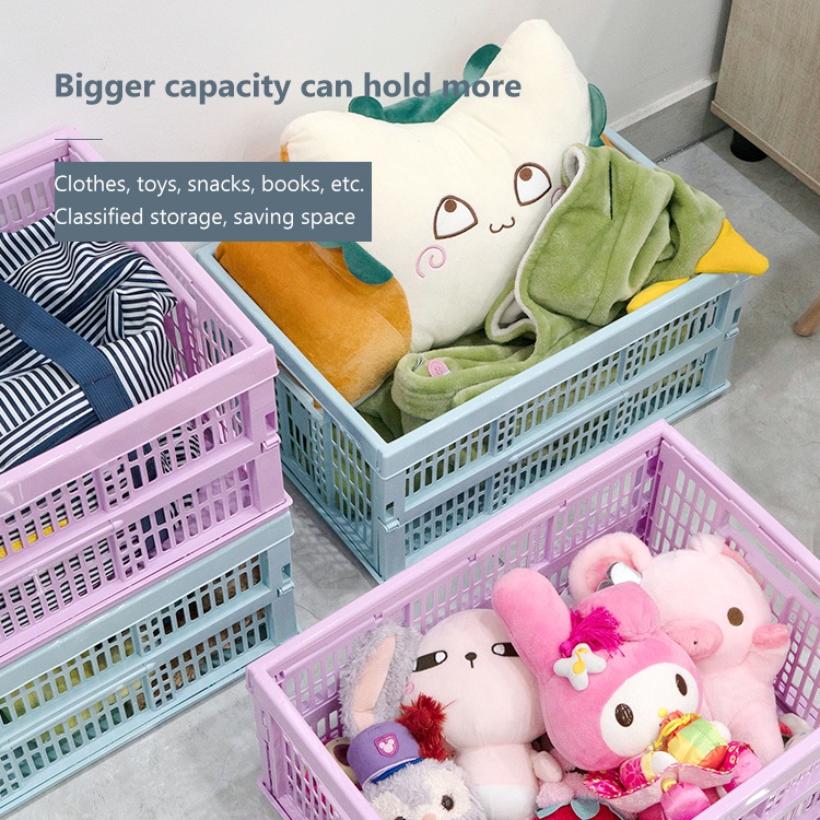 Khay nhựa xếp gọn cm đa năng, hộp đựng đồ mini để bàn, sóng hở xếp gọn, rổ nhựa đựng quần áo