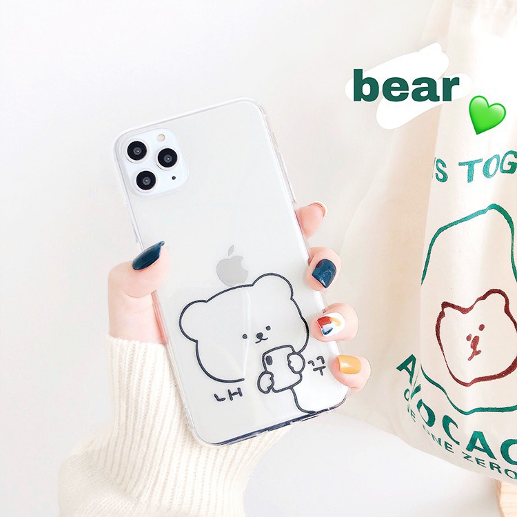 Ốp lưng iphone trong siêu dẻo Gấu Selfie cho IPhone 11/11Pro/11pro Max X XR XS XS MAX /6 7 8 Plus SE t19 | BigBuy360 - bigbuy360.vn