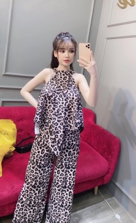 [ NEW ] Sét đồ bộ lụa da beo kiểu yếm sát lách