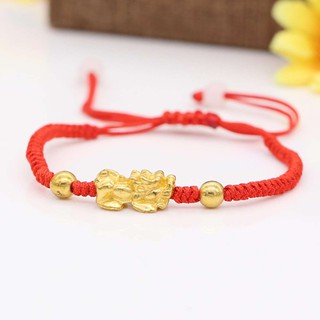 [RẺ NHẤT]Lắc Tay Sợi Chỉ Đỏ May Mắn - Vòng Tay Tỳ Hưu Vàng XBV31