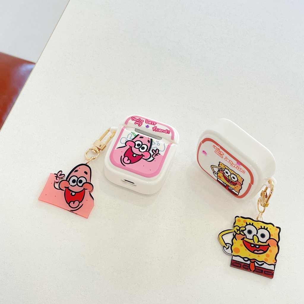 Vỏ Bảo Vệ Hộp Sạc Tai Nghe Airpods 3 Pro 2 Họa Tiết SpongeBob Phong Cách Mới 2021 Ốp