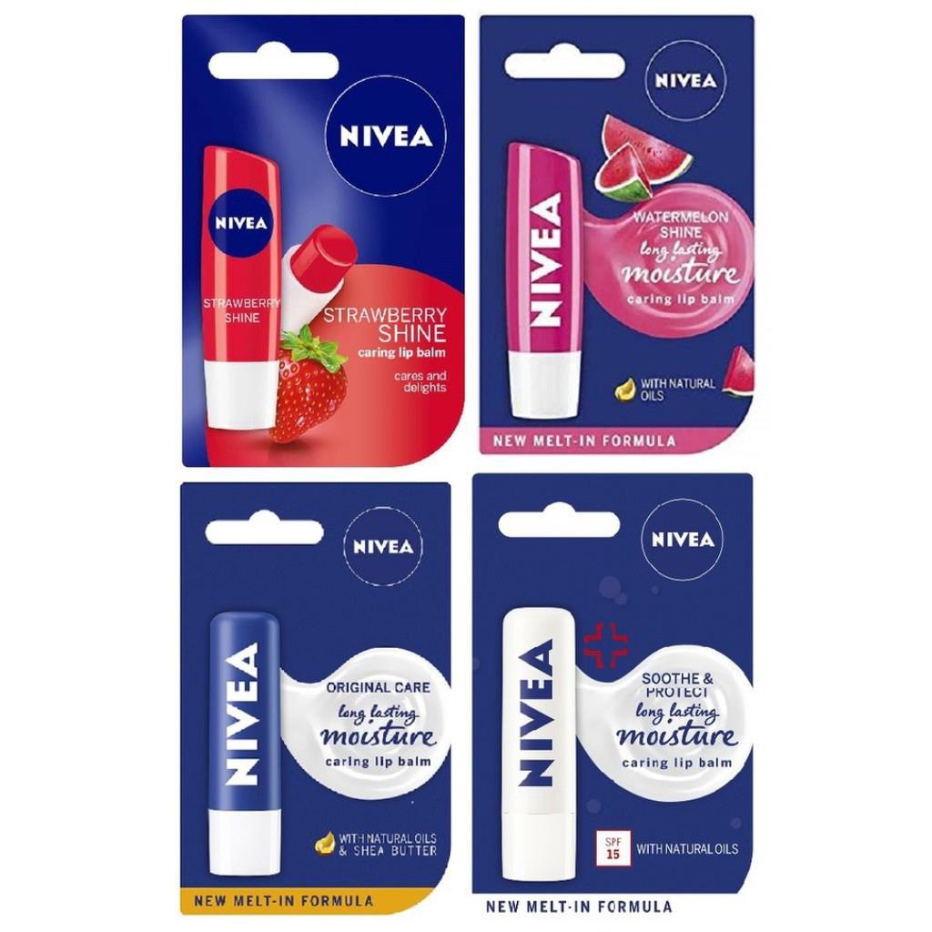 (hàng Mới Về) Son Dưỡng Môi Nivea Caring 4.8g