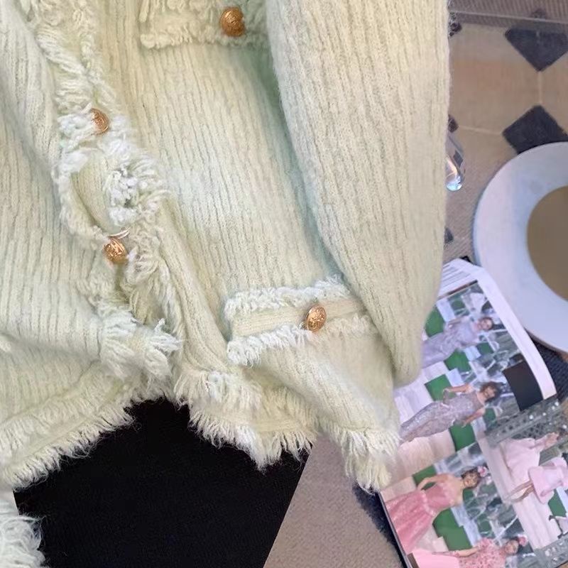 Áo Khoác Cardigan Dệt Kim Cổ Chữ V Dáng Ngắn Mềm Mại Thời Trang Mùa Thu 2022 Cho Nữ