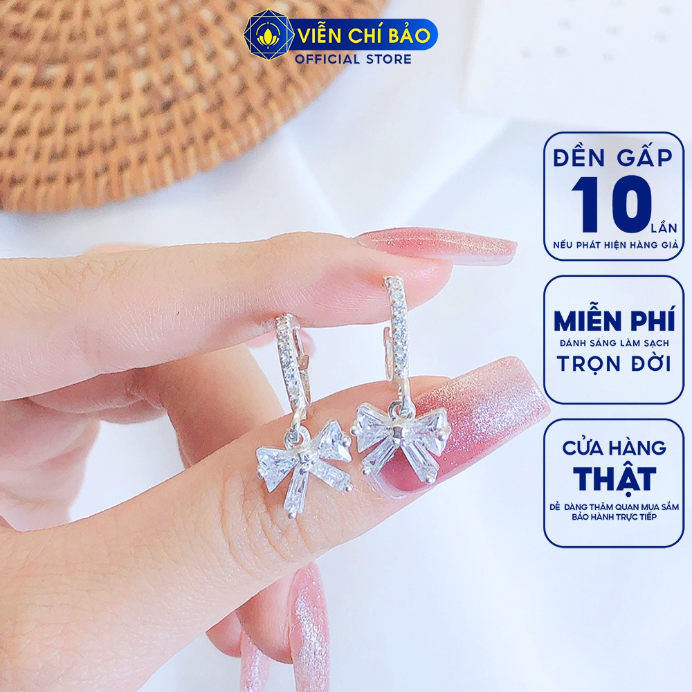 Bông tai bạc nữ Bow Tie chất liệu bạc 925 thời trang phụ kiện trang sức nữ Viễn Chí Bảo B400452