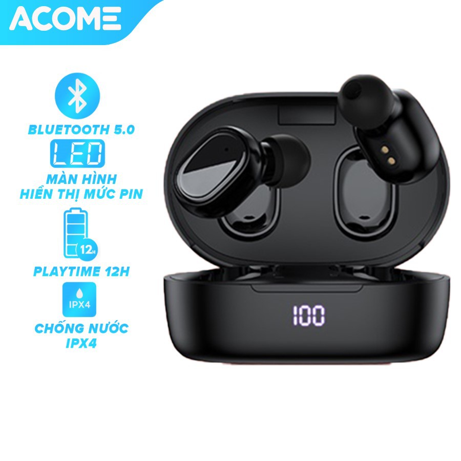 [Mã ELRVA30K giảm 7% đơn 99K] Tai Nghe Không Dây ACOME Airdots T1 Bluetooth 5.0 Màn Hình LED Play Time Lên Đến 12h