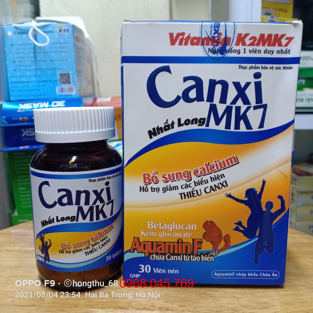 Canxi MK7 Nhất Long lọ 30 viên - Bổ sung calcium, hỗ trợ giảm các biểu hiện thiếu canxi