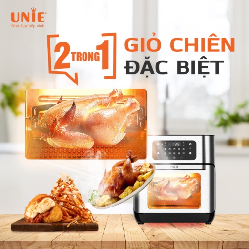 Nồi chiên không dầu UNIE UE-1000 dung tích 12 Lít - cửa tháo rời - dễ dàng vệ sinh