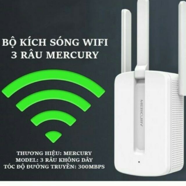 Kích Sóng WIFI Mercury 3 Râu Siêu Mạnh Khuyếch Đại WIFI Siêu Rộng Chuẩn