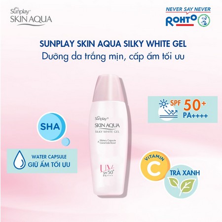 Gel chống nắng dưỡng da trắng mượt cho da khô Sunplay Skin Aqua Silky White Gel SPF 50+ PA++++ 70g
