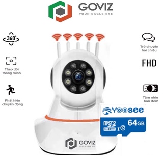 Camera wifi Goviz 5 râu CHUẨN 3.0 FULL HD Xoay 360 độ đàm thoại 2 chiều đèn Led có màu ban đêm báo động BH 5 năm