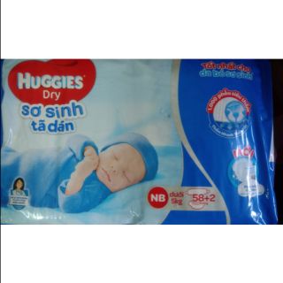 Thanh lý tả dán sơ sinh huggies dry nb 58+2