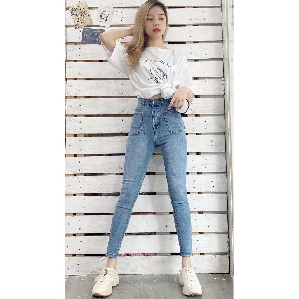 Quần jean 9 TẤC BIGSIZE Lưng cao Lai Tua, Rách Loang Bụi cực ngầu, co dãn mạnh dành cho người béo Hottrend Moliruan