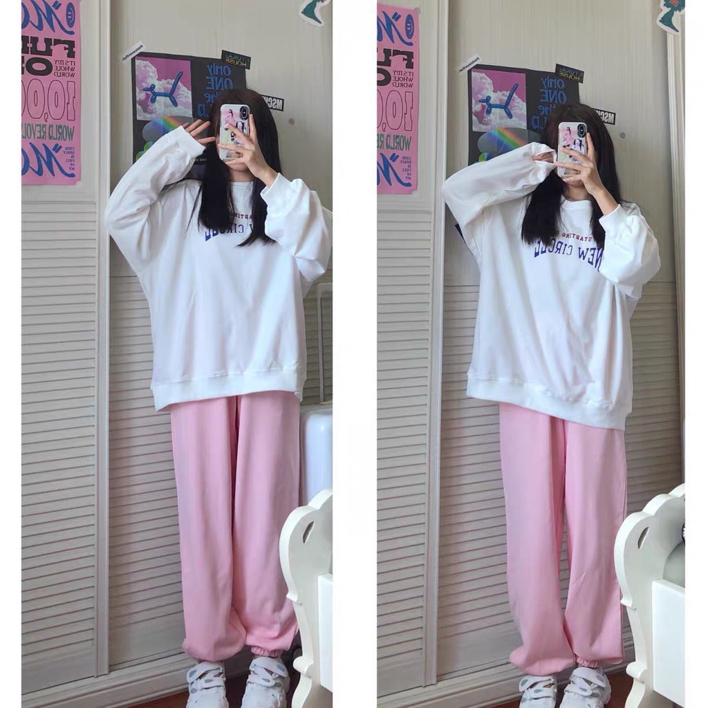 Bộ Nỉ Ngoại Nữ New End 🦋 Set Bộ Áo Thun Kèm Quần Joger Màu Hường 🦋 | BigBuy360 - bigbuy360.vn