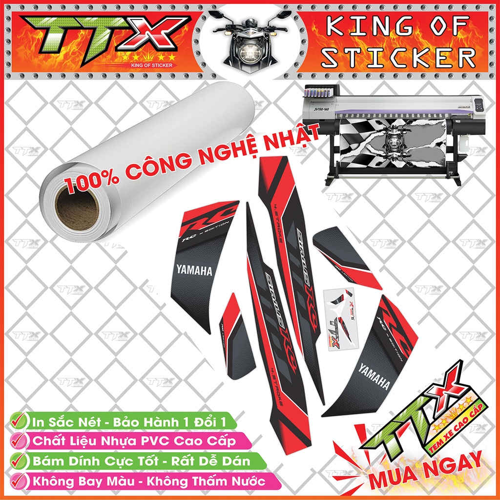 Tem sirius rc 110 , Tem xe phụ kiện sirius màu đen chữ trắng viền đỏ đẹp hết ý , Shop TTX Team chế sirius mã (S0015/A1)