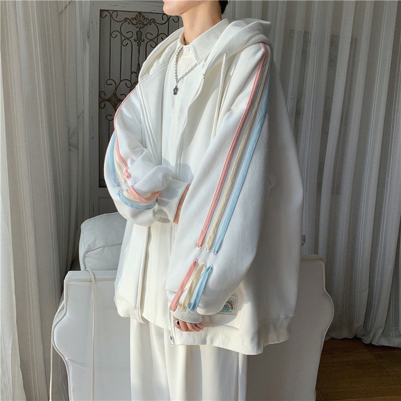 【Keroro】Áo khoác nỉ 1 lớp dày dặn phối kẻ sọc tay FuLL SIze