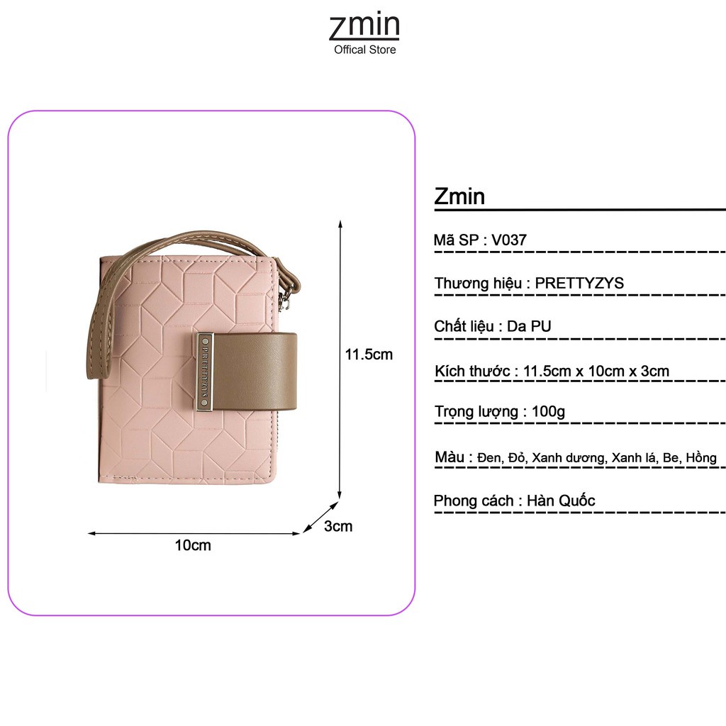 Ví bóp nữ ngắn mini cầm tay Zmin, chất liệu da cao cấp có thể bỏ túi - V037