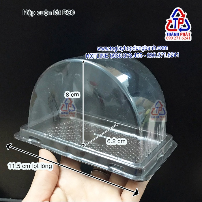 Hộp B30 đựng bánh bông lan cuộn cắt lát lớn