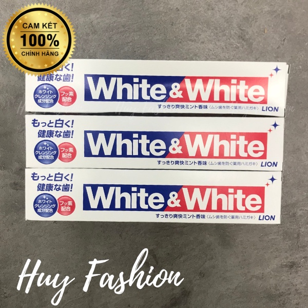 Kem đánh răng tẩy trắng răng Lion Nhật Bản White & White 150g