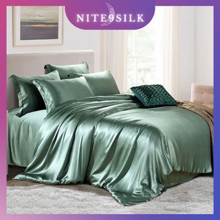 Bộ chăn ga gối lụa cao cấp, mềm mại - chăn ga giường lụa thoáng mát - màu xanh mint - nite9 silk