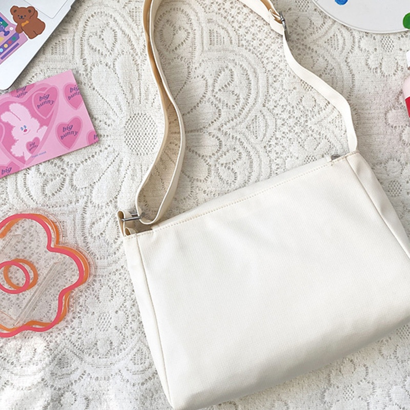 Youyo Túi Đeo Chéo Vai Hình Vuông Bằng Vải Bạt Màu Trơn Họa Tiết Hoạt Hình Có Thể Điều Chỉnh Kích Cỡ Str