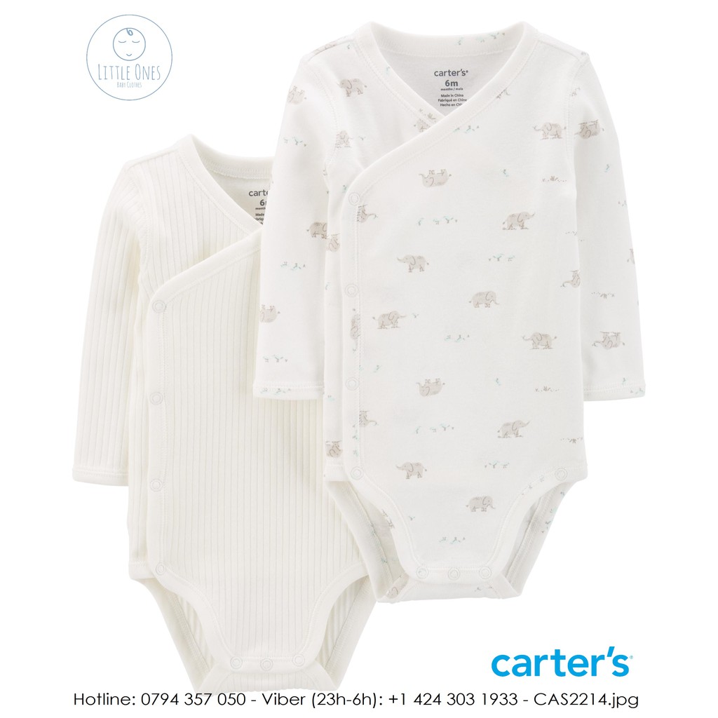 SET 2 ÁO BODYSUIT VẠT CHÉO Carter's nhập Mỹ - Peanut
