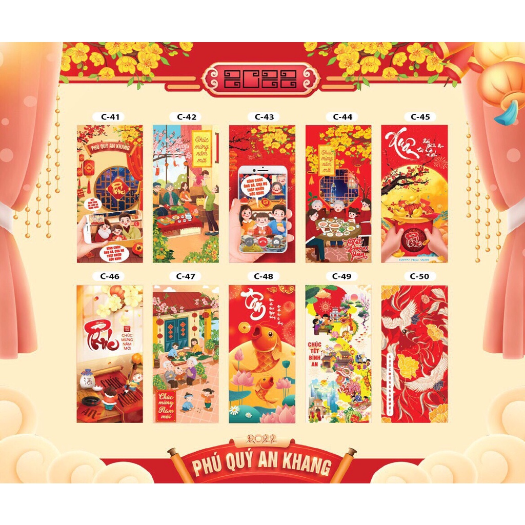 Combo 100 Bao Lì Xì Tết Tân Sửu 2022 Giao Đủ Mẫu💖FREESHIP💖(Mẫu 1)