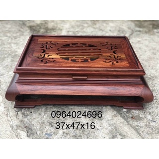 khay trà gỗ Cẩm phun Trần 37x47 cao 15, có khay inox bên dưới