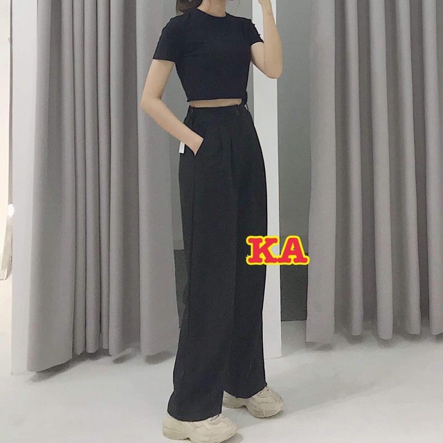 Sét áo croptop body đen + quần cullest