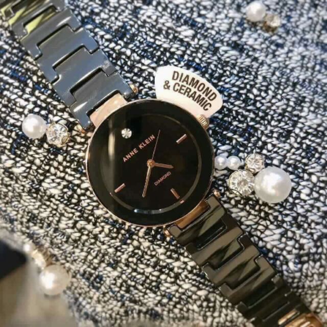 Đồng hồ nữ Anne Klein AK/1018BKBK đá ceramic đen 34mm